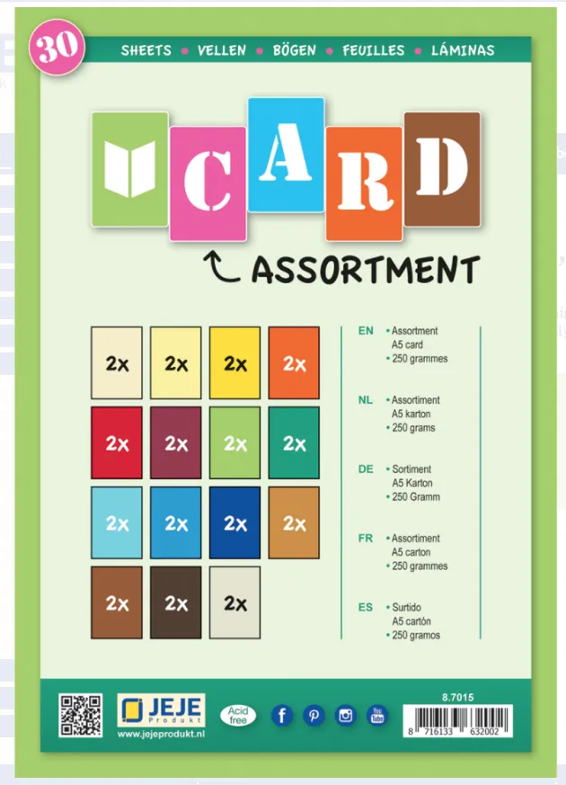 30 Colored Cardstock, A5, 15 colors